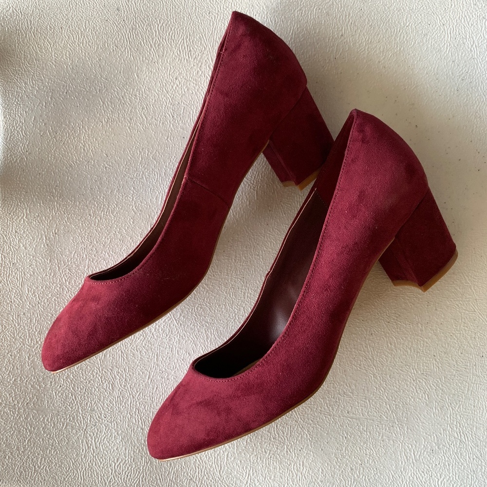 JustFab Caroline Heeled Pump in Maroon  Size 9